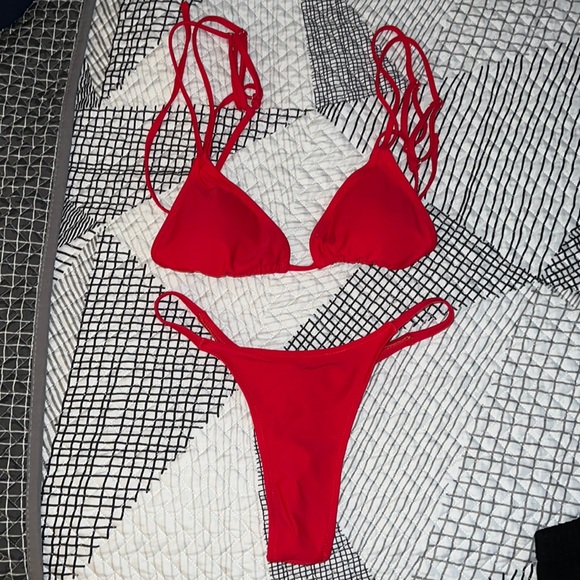 Red 2 piece thong bikini. - Picture 3 of 5